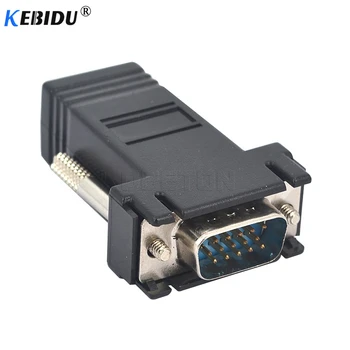 kebidu Rallonge VGA Extender Cordon Mâle-Lan Cat5 Cat5e RJ45-VGA Ethernet Adaptateur Femelle pour PC Ordinateur de Bureau