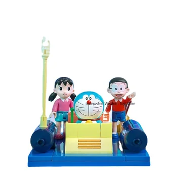 Keeppley tendance bloc de construction jouet petit assemblage de la particule Doraemon poupée time machine pour enfants cadeau d'anniversaire
