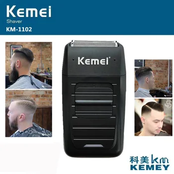Kemei KM-1102 sans Fil Rechargeable Rasoir pour les Hommes à double Lame à mouvement Alternatif Barbe Rasoir Soin du Visage Multifonction Forte Trimmer
