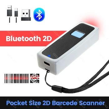 KMZONE Mini Pocket Scanner de codes Barres USB Filaire Bluetooth 2.4 G sans Fil 1D 2D PDF417, QR code barres pour iPhone iPad Tablettes Android PC