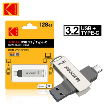 Kodak K273 de Lecteurs Flash USB de 128 go OTG USB 3.2 Type c d'Entraînement de Stylo de haute vitesse de 128 go de clés usb en Cuir avec longe pour téléphone