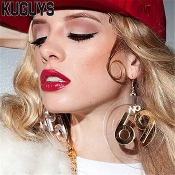 KUGUYS n ° 69 Boucles d'oreilles pour les Femmes Rondes de Grands Hyperbole Acrylique de Bijoux Accessoires de Mode