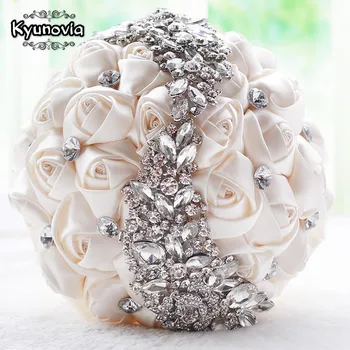 Kyunovia crystal Wedding Bouquet Rouge Broche bouquet accessoires de mariage de Demoiselle d'honneur artificielle de Mariage de fleurs de Bouquets de FE8