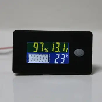 La Capacité de la batterie Indicateur 12V 24V 36V 48V 60V 72V 10-100 V Li-ion Plomb-acide Testeur de Batterie avec LCD de la Température Voltmètre