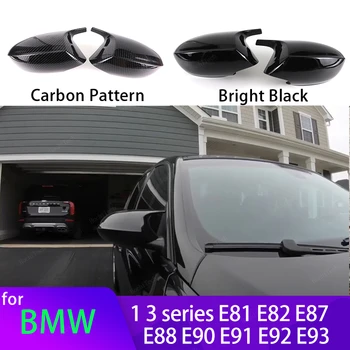 La Fibre de carbone Look Noir Rétroviseur Miroir Côté des couvercles pour E90 E91 M3 Style Couverture E81 E82 E87 E88 pour BMW 1 Série 3 E92 E93