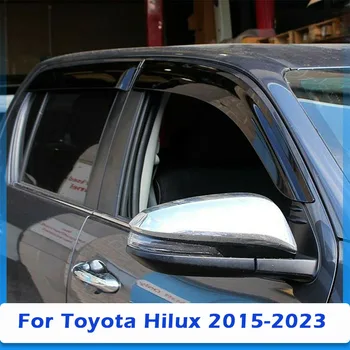La fumée 4 Fenêtre du Côté du Déflecteur de Pare-Pluie Boucliers pour Toyota Hilux 2015 2016 2017 2018 2019 2020 2021 2022 2023 Double Cabine