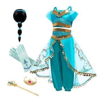 La princesse Jasmine d'Aladdin Costume de Cosplay pour les Filles avec Bandeau de la Couronne