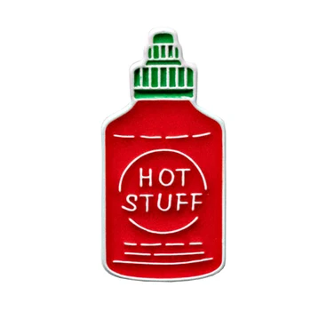 La Sauce Sriracha Sauce Chaude De La Nourriture De L'Émail Épinglette Hot Stuff, Drôle, Mignon Bannière Corps Citation Positive Pin, De Motivation Bijoux Cadeau