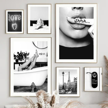 La Ville De Paris Serviette Amour Baiser Fille Noir Blanc Décoration Salon Affiches Et Estampes De Mur D'Art De Toile À Peindre Mur De Photos