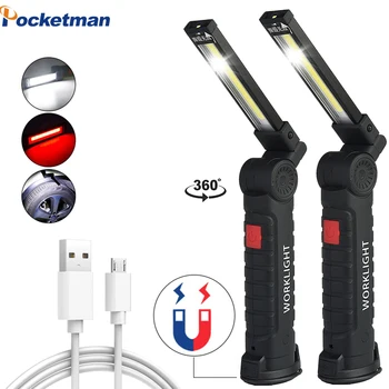 Lampe de Travail à LED rechargeable par USB de l'ÉPI LED de lampe-torche de 5 modes Ultra Lumineux de la torche imperméable à l'eau pour la Réparation de Voiture avec aimant