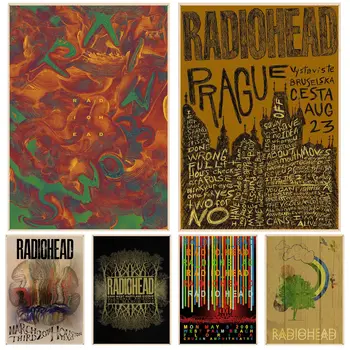 Le groupe britannique Radiohead Classic Vintage Affiches en Papier Kraft Autocollant BRICOLAGE Salle de Bar Café Affiches Stickers muraux