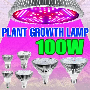 Le plein Spectre de la Lampe E27 Grandir Plant LED Lumière 220V Phytolamps Pour les Semis E14 Fitolampy 18W 28W 30W 50W 80W 100W Ampoule de culture Hydroponique