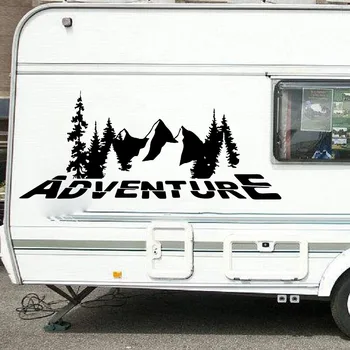 Le Rv Aventure De Montagne Autocollant Mural Pour Jeep Voiture De Voyage De Camping Motorhome Camion De La Nature De L'Arbre Autocollant De Vinyle Auto Décor