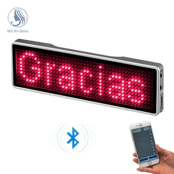 LED Bluetooth Nom de l'Insigne de BRICOLAGE Programmable Défilement Message Board Mini-Écran LED HD de Texte Chiffres Affichage LED Module Tag