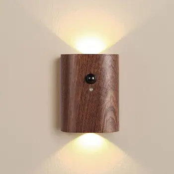 LED de Capteur de Mouvement de l'Induction de la Nuit des Feux de Bois, sans Fil, Rechargeable par USB Lampe de Mur pour la Chambre à coucher Cuisine Couloir Escalier d'Éclairage