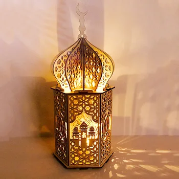 LED Eid Mubarak Fête Musulmane de Lumière de Lampe de Nuit en Bois de BRICOLAGE à la Main Décoration-Cadeaux Ornements de l'Islam Ramadan Approvisionnements de Partie de