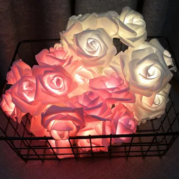 LED Fleur de la Rose Chaîne de Lumières de la Batterie Guirlande Artificielle Bouquet de Mousse Fée des Lumières pour la saint-Valentin Fenêtre Décoration de Mariage