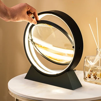 LED Lampe de Table 3D animé de Sable de l'Art de l'Image de Profondeur Sandscape En Mouvement Affichage Fluide des Sables mouvants Sablier Cadre Décor à la Maison de Cadeau