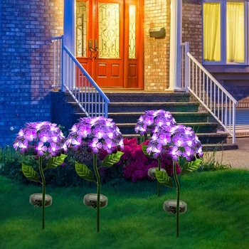 LED Lumière Solaire Artificielle Hortensia Simulation Fleur Imperméable Extérieur Pelouse du Jardin de la Rose des Lampes de Chantier de l'Art pour la Décoration à la Maison