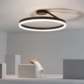LED modernes Restaurant Plafond Lumière Nordique Designer Simple d'un Cercle Blanc/Noir Lampe de Plafond Chambre Cuisine Éclairage à la Maison
