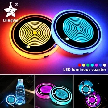 LED porte-gobelet de la Voiture Légère Coaster RVB Lumineux Rechargeable par USB Coaster de Lumière la Nuit à Boire des Accessoires Décoratifs Atmosphère de Lumière