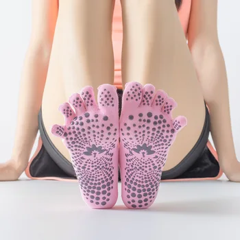 Les cinq Doigts de Yoga Chaussettes en Coton Dot en Silicone antidérapant Femmes de Haute Qualité de l'Orteil Chaussettes Pilates