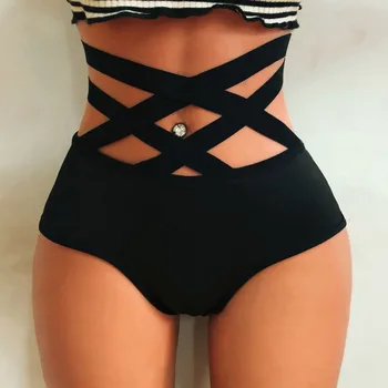 Les Femmes Creux De Natation Taille Haute Bas De Bikini Culotte De Dames D'Été De Mode Sexy Bikini Bandage Shorts Bas De Maillot De Bain #W5