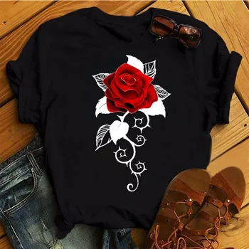 Les femmes de la Mode T-shirt Rose à l'Impression 3D Quotidien Casual Chemise à manches Courtes 2023 Été, Tour de Cou dans les rues, Vêtements pour Femmes