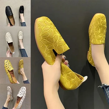 Les femmes Flats Chaussures de Glisser sur le Pliable de Mocassins pour Femmes bout Carré Simples Chaussures de Creux Fête de la Mode Casual Chaussures pour Dames