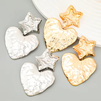 Les nouvelles Boucles d'oreilles Exagérées Géométrique Étoiles en forme de Coeur Boucles d'oreilles Dangle pour les Femmes de Bijoux de Cadeau