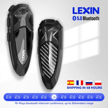 Lexin LX-GTX Intercom Moto 2 Casques Bluetooth Un Bouton d'Appairage Casque Casques d'écoute, de discussions et d'Écouter de la Musique en Même Temps