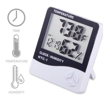 L'Extension de cils LCD Numérique Thermomètre Hygromètre Testeur de Température et d'Humidité de la Station Météo Horloge Lash Greffe de Maquillage Outil
