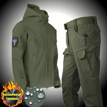 L'Hiver Militaire Tactique Toison Vestes De Costume Imperméable Extérieure Pêche Randonnée Chasse Thermique JacketPants Softshell Survêtements