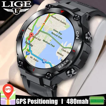 Lige 2023 GPS Intelligent de Montre de Sports de remise en forme Bracelet de Rappel d'Appel de la fréquence Cardiaque IP68 Imperméabilisent la montre Smartwatch Pour les Hommes Android IOS Regarder