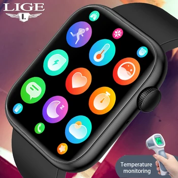 LIGE de 1,85 pouces Bluetooth Appel Thermomètre Smartwatch Hommes en charge 100 Sport 2023 Homme Nouveau Rotatif touches Smart Watch Pour Android ios