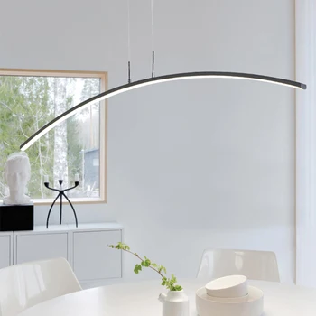 Ligne moderne Pendentif LED Feux Blanc Noir pendentif lampe Suspension Luminaire décoration salon Cordon Lampe Suspendue