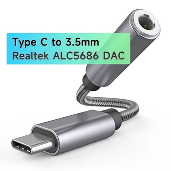 LOCONAQ Realtek ALC5686 USB de Type C à 3,5 mm de Casque DAC Carte 16-32 ohms 32 bits 384 khz pour Xiaomi Samsung Pixel Huawei iPad Pro