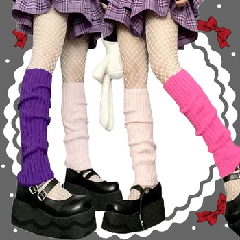 Lolita Réchauffeurs de Jambe de Femmes en Tricot de Chaussettes Chaudes de la Couverture du Pied Japonais JK Crochet Chaussette Boot Poignets Jambières Guêtres de Genou Bas