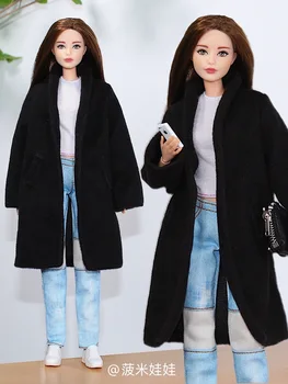 Longue noir Manteau de Costume / vêtements Manteau Vêtements tenue Pour 1/6 de la BJD Xinyi FR ST Poupée Barbie / 30cm vêtements de poupées de noël