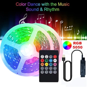 Lumière de Bande menée RGB5050 USB Coloré TV Souple, Fond Sonore de la Musique de Contrôle avec 20-clés Lumineux, la Lumière Douce de la Barre de Luces Del
