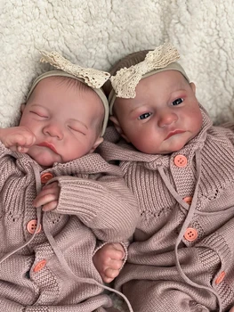 LvB 19inch Déjà Peint Fini Reborn Poupée Bébé Jumeaux Levi Éveillé et de Sommeil du nouveau-né Baby Doll 3D de la Peau des Veines Visibles