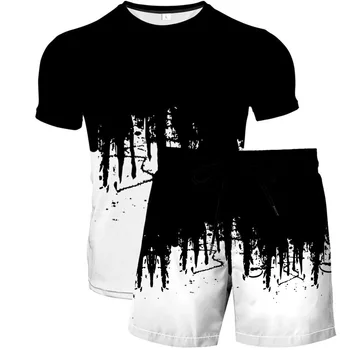 L'été des Costumes pour les Hommes Jeux de Causalité Manches Courtes Tshirt Shorts de Plage vêtements de sport Homme O-neck T-shirt 2-pièce Survêtements Vêtements