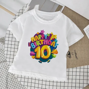 L'été Streetwear T shirt Fille de 10 Ans Joyeux Anniversaire pour Enfants Vêtements de Mode Tops Mignons Pour les Filles à Manches Courtes Tee-shirt