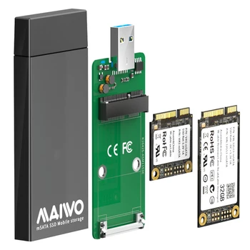 MAIWO K1642S 5 gbps en USB 3.0 pour SSD MSATA Boîte d'Alliage d'Aluminium Mobile Boîtier disque dur SSD mSATA Mobile Boîtier de Support 1 TO w/ Indicateur de
