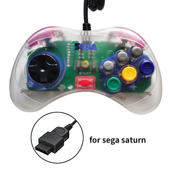 Manette Sega Saturn Transparente Filaire Manette 6 Boutons Pour les ss de l'Interface Console Saturn
