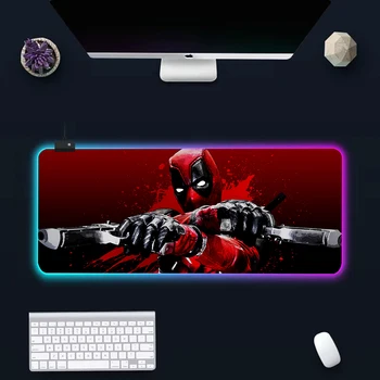 Marvel Deadpool RGB Pc Gamer, Clavier, tapis de Souris tapis de souris en voyant les Tapis de Souris en Caoutchouc de Jeu de l'Ordinateur Mausepad