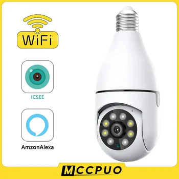 Mccpuo 4MP E27 Ampoule Caméra IP Wifi PTZ sans Fil Vision de Nuit de Deux voies Audio de Bébé de Moniteur de Suivi Automatique de la Maison de Caméra de VIDÉOSURVEILLANCE iCsee