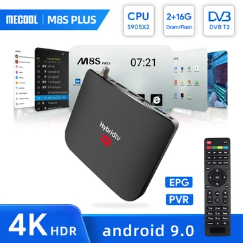 MECOOL 2023 NOUVEAU M8S Plus DVB T/T2 Android 9.0 TV-Box Amlogic S905X2 4K H. 265 2.4 G WiFi Set Top Box