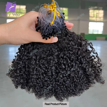 Micro Boucle De Cheveux Humains Extensions Serré Afro Kinky Curly Cheveux De Remy De Brésilien Micro-Lien De Faisceaux Pour Les Femmes Noires Luffy