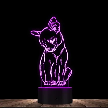 Mignon Petit Chien Chihuahua de Race Portrait 3D Illusion d'Optique la Lumière de Nuit Avec Changement de Couleur de l'Animal Chiot pour Animaux de compagnie Chambre Lampe de Table